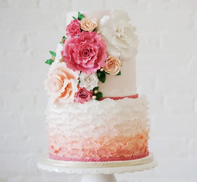 pink & peach ruffle wedding cake via jennaraecakes.com.jpg